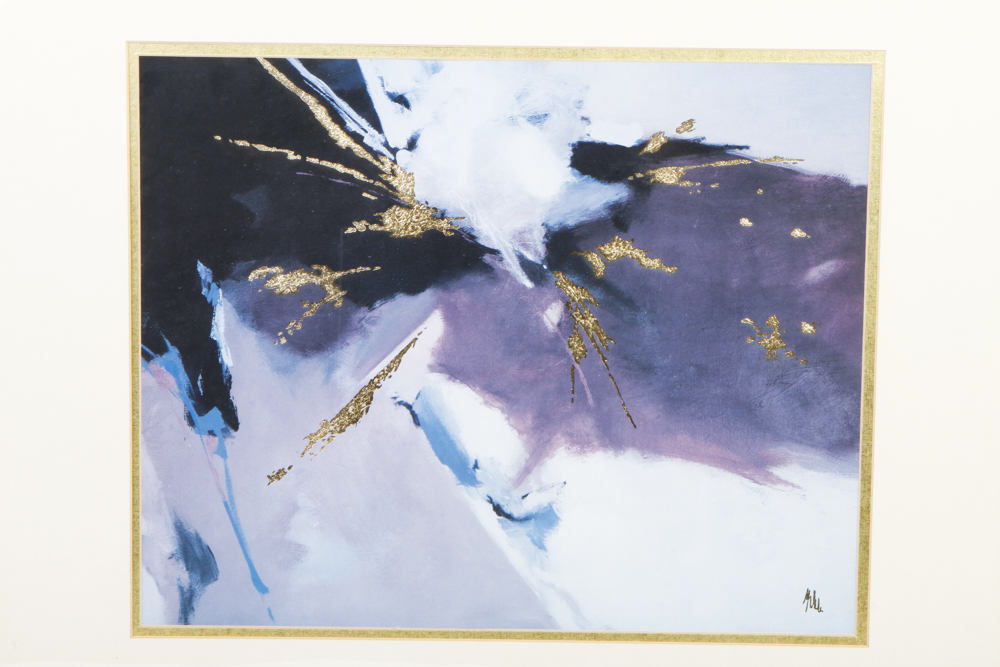 Abstract Offset Lithograph with Gold Leaf Embellishments EBTH